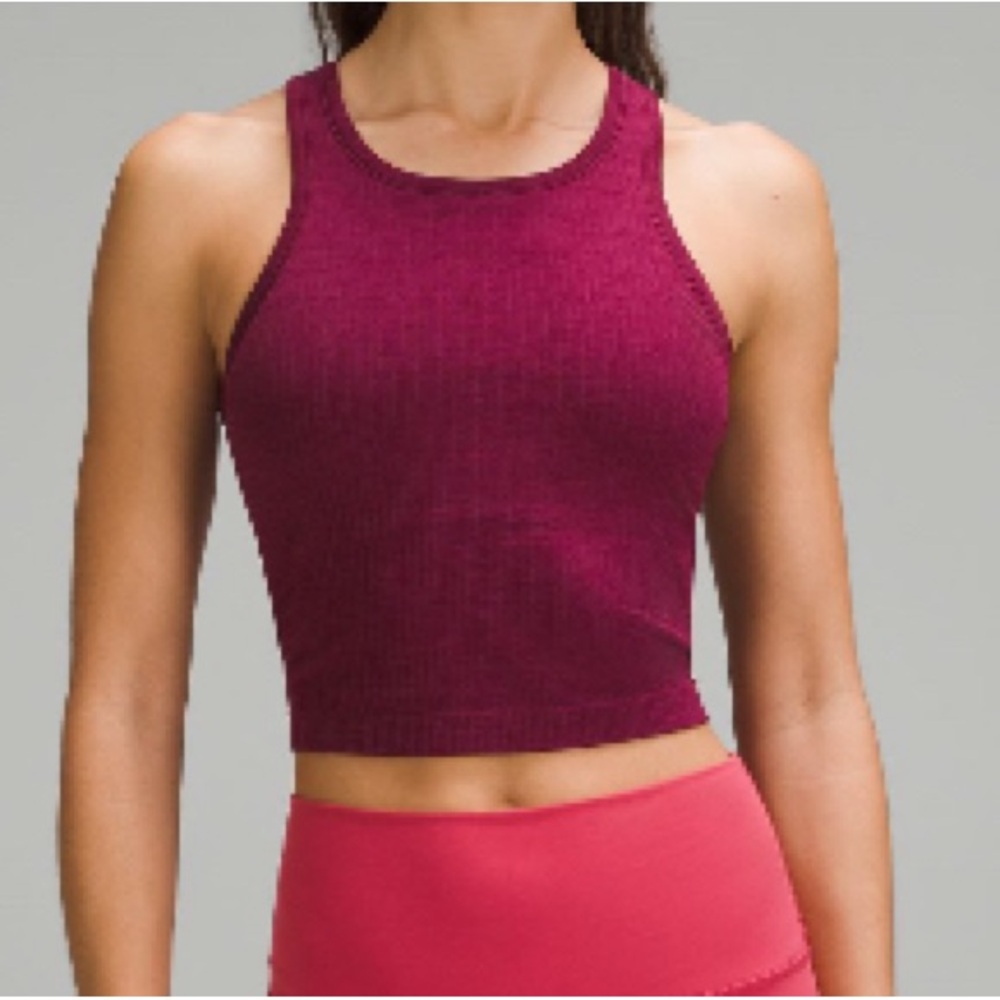 Lululemon Ebb street cropped racerback tank top color deep luxe (maroon) size 4